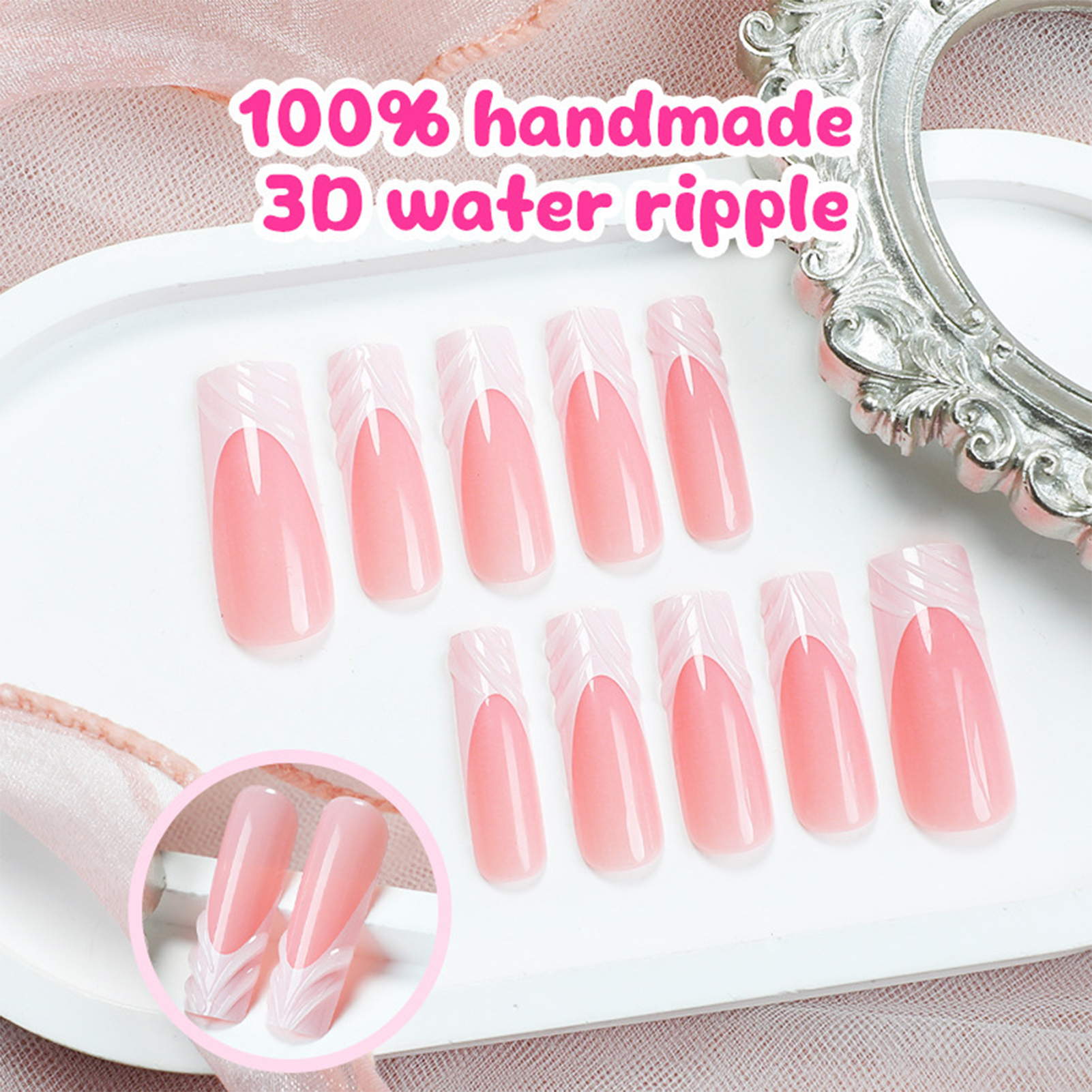 24Pcs Long Square Head Nails S - Drip Tip Resin 评论和价格